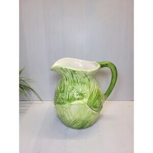 Vintage Italian Valli Ceramiche Majolica Cabbage Pitcher